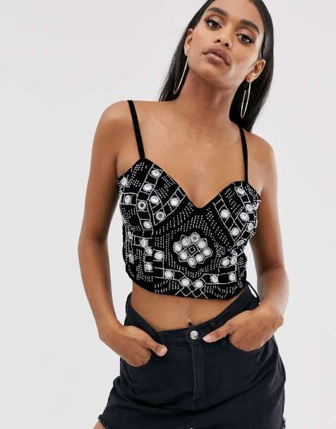 ASOS DESIGN velvet embellished bralet