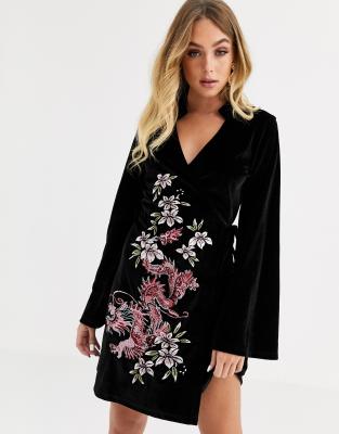 asos black kimono dress