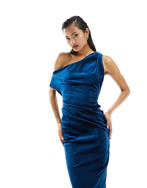 Asos blue velvet dress best sale