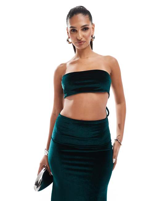 knee length dresses for ladies Asos Design Halter Velvet Midi Dress With Wrap Waist Detail In Navy