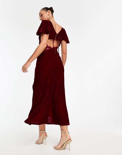 Asos burgundy velvet outlet dress