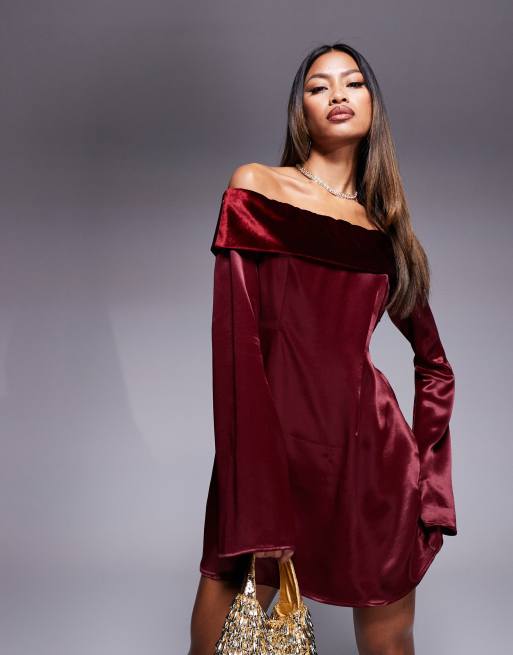 【受注生産品】 DESIGN ASOS velvet in sleeve angel with dress mini fold-over スーツ・フォーマル・ドレス