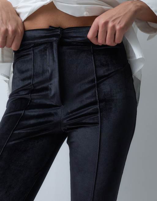 ASOS DESIGN velvet high waisted skinny pants in black, 2 of 5