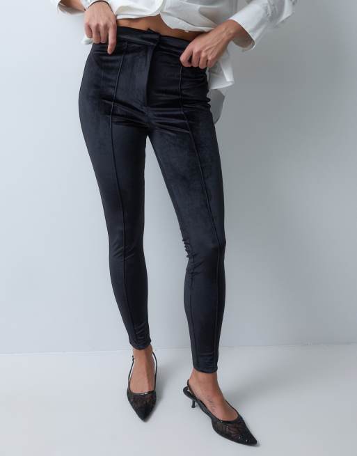 ASOS DESIGN velvet high waisted skinny pants in black, 5 of 5