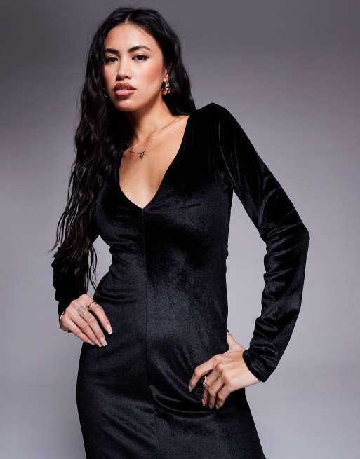 Long sleeve velvet swing dress hotsell