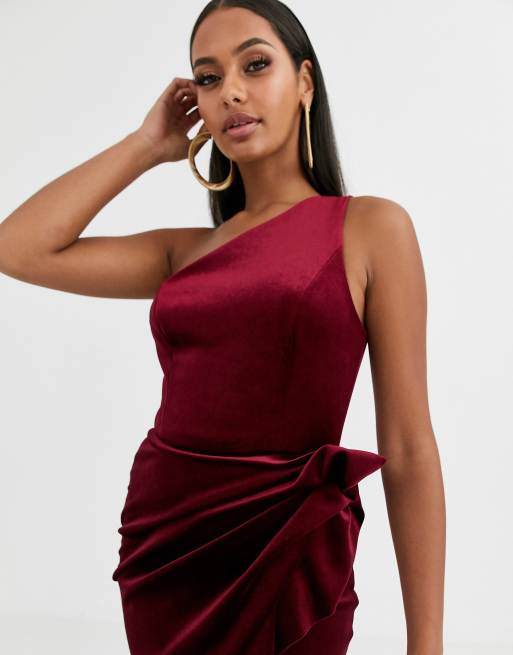 Asos design one shoulder tuck detail midi outlet dress