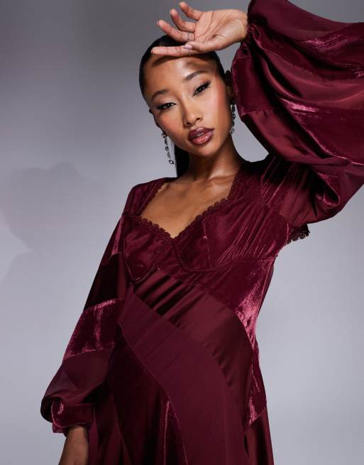 Asos burgundy velvet dress shop