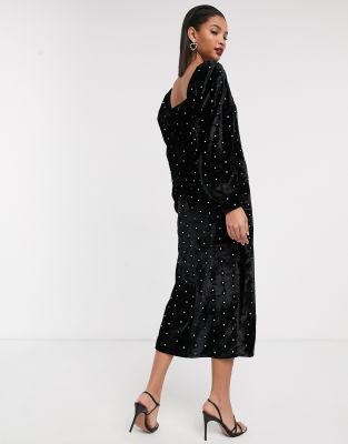 asos design velvet square neck maxi dress