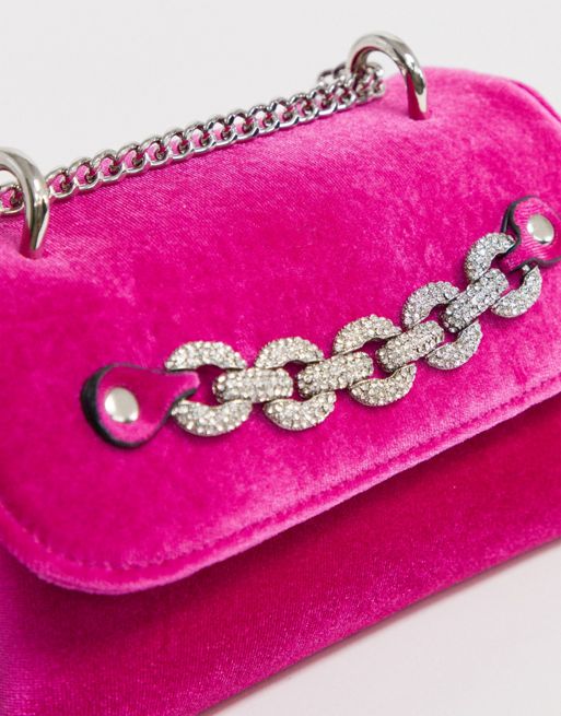 ASOS Design Shoulder Bag with in Pink Velvet