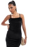 [ASOS DESIGN] ASOS DESIGN velvet square neck cami maxi dress with lace up back in black 12 Black