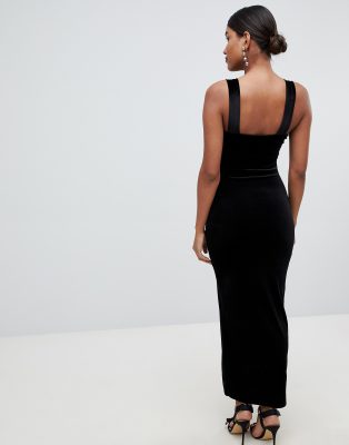 asos design velvet square neck maxi dress