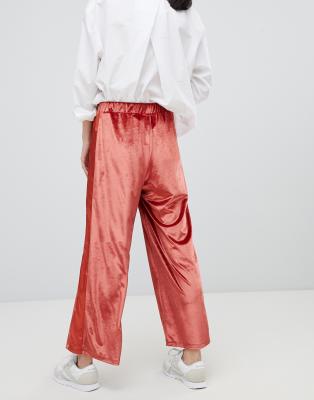 velvet straight leg pants