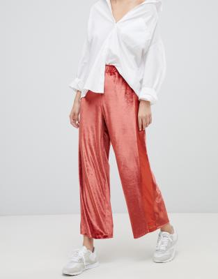 velvet straight leg pants