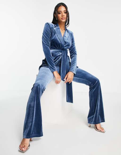 Asos blue velvet blazer store