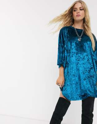 crushed velvet tshirt dress