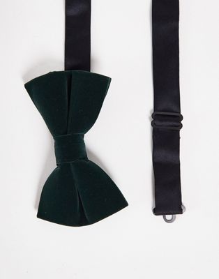 ASOS DESIGN velvet tie in dark green