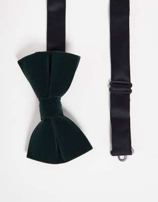 ASOS DESIGN velvet tie in dark green