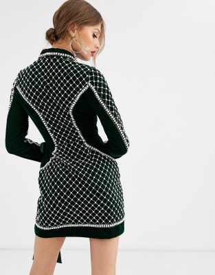asos design pearl embellished jacket