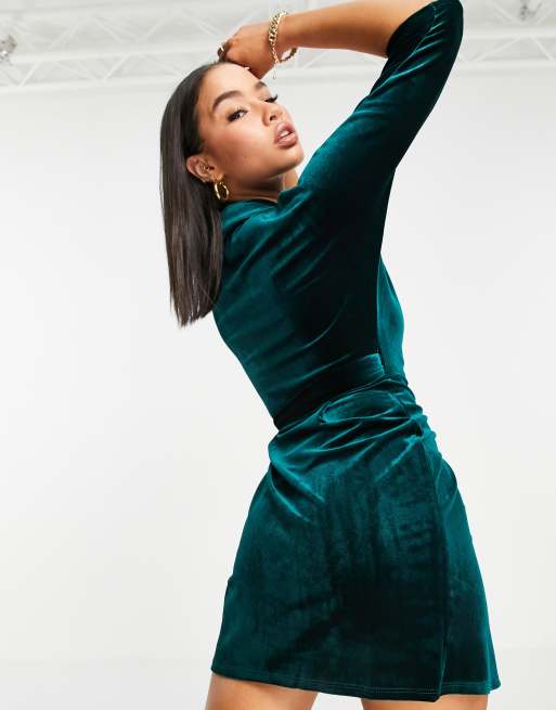 Green Velvet Midi Dress, ASOS Dresses