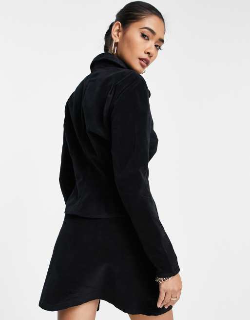 ASOS DESIGN velvet wrap skirt in black (part of a set), 3 of 4