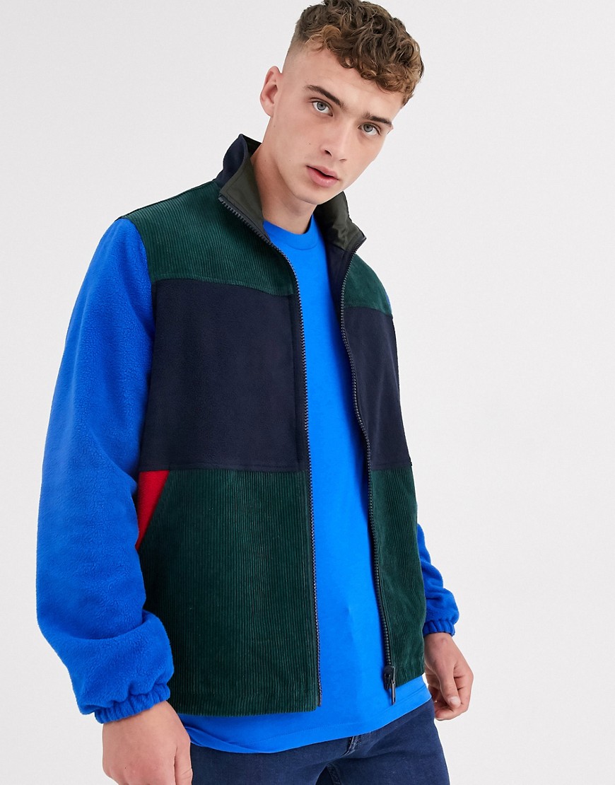 ASOS DESIGN - Vendbar fleece jakke med farveblokke-Multifarvet