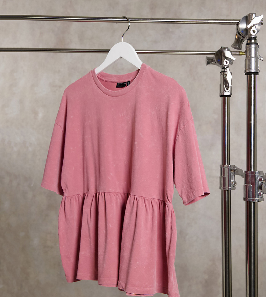 ASOS DESIGN - Ventetøj - Smock-kjole i støvet pink syrevask