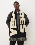 [ASOS DESIGN] ASOS DESIGN ventures printed graphic scarf-Black No Size BLACK
