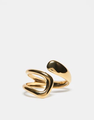 ASOS DESIGN - Verdrehter Wickelring aus wasserfestem Edelstahl in Goldoptik-Goldfarben