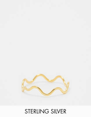 ASOS DESIGN - Vergoldeter Ring aus Sterlingsilber mit Wellen-Design-Goldfarben