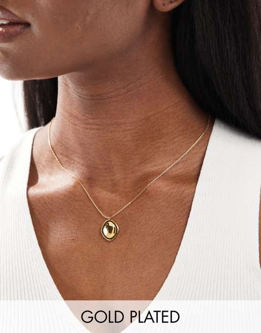 ASOS DESIGN - Vergulde 14k ketting met rond hangertje