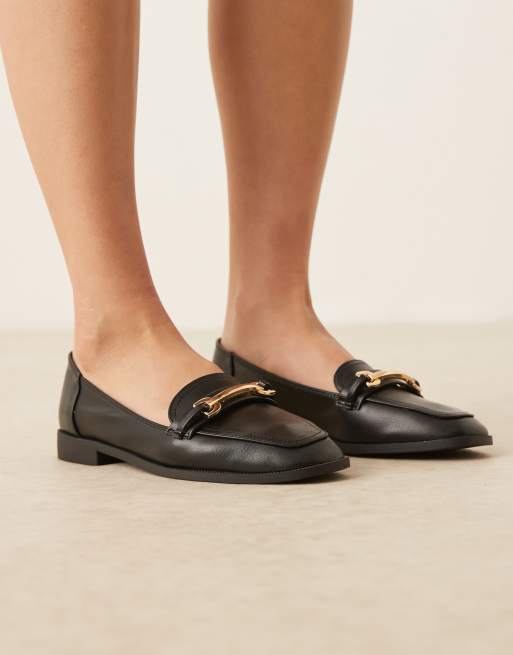 ASOS Design Verity Flache Loafer in Schwarz mit Metallverzierung