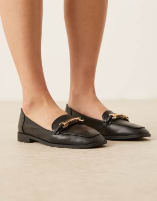 Shop Asos Design Verity Loafer Flat Shoes With Trim In Black