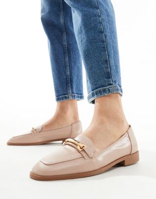 ASOS DESIGN Verity loafer flat shoes with trim in blush