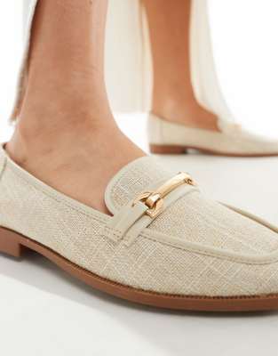 Asos Design Verity Loafer Flat Shoes With Trim In Natural Fabrication-neutral In Neutral