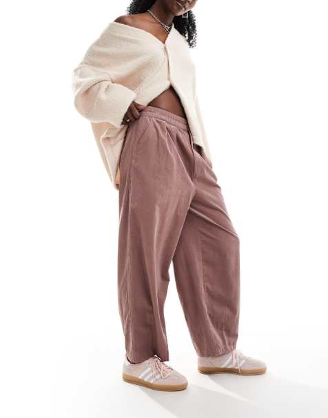 ASOS DESIGN – Verkürzte Cordhose in Nerzrosa mit Ballon-Beinschnitt - view 1