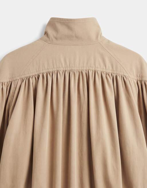 ASOS DESIGN verkürzte Trenchjacke mit gerafften Schultern in Stone, 7 von 7