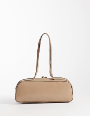 ASOS DESIGN - Verlängerte Schultertasche in Pilzbraun-Neutral