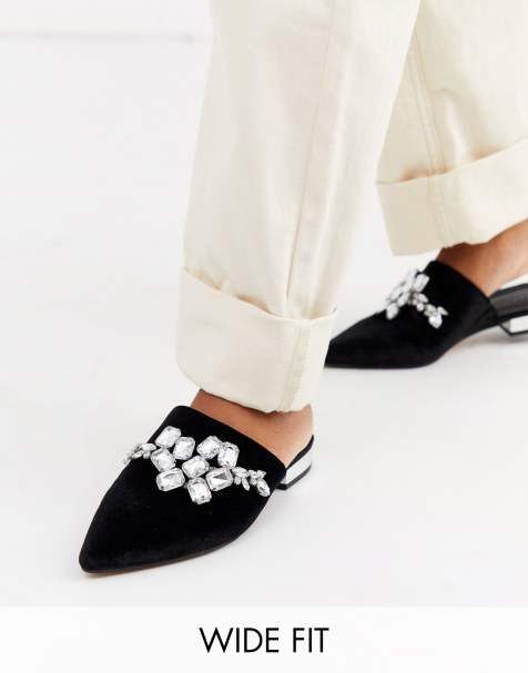 ASOS DESIGN - Verona - Chaussures plates ornementées pointure large - Noir