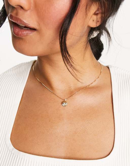 ASOS DESIGN - Verstelbare ketting met ooghangertje in goudkleur