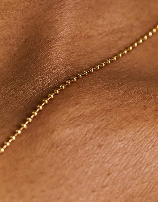 ASOS DESIGN – Verstellbare Halskette mit 14 Karat Vergoldung und schwarzem Schmucksteinanhänger, 3 von 4