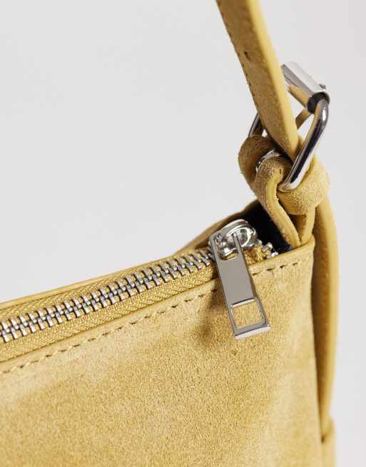 ASOS DESIGN – Verstellbare Umhängetasche aus Wildleder in Gelb, 3 von 4