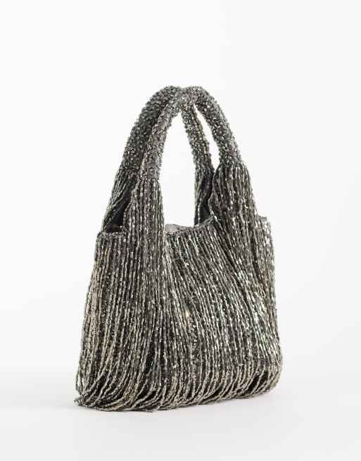 ASOS DESIGN verzierte Clutch mit Quaste in Silber, 4 von 4