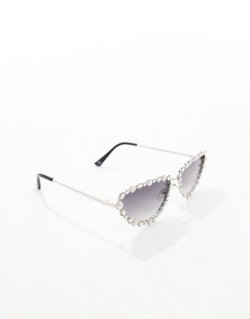 ASOS DESIGN – Verzierte, silberfarbene Cat-Eye-Sonnenbrille, 3 von 4