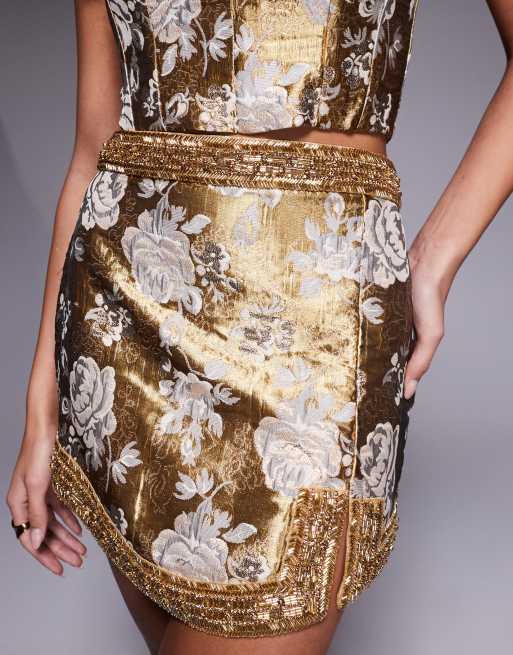 ASOS DESIGN – Verzierter Rock aus Jacquard in Gold, Kombiteil, 5 von 5