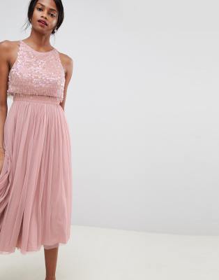 ASOS DESIGN - Verziertes Midikleid-Rosa