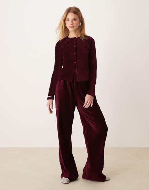 ASOS DESIGN - Vest en broek van corduroy in bordeauxrood - view 1
