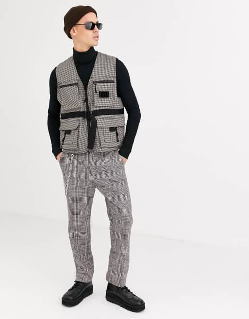 ASOS DESIGN vest in brown check