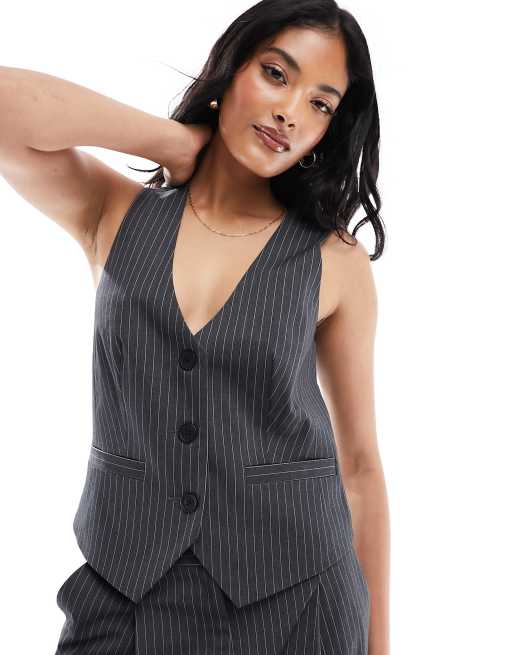 ASOS DESIGN vest in gray pinstripe - part of a set