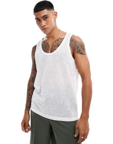 ASOS DESIGN vest in sheer white - view 1