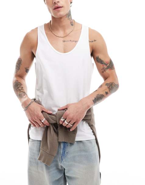 Plain white vest sale